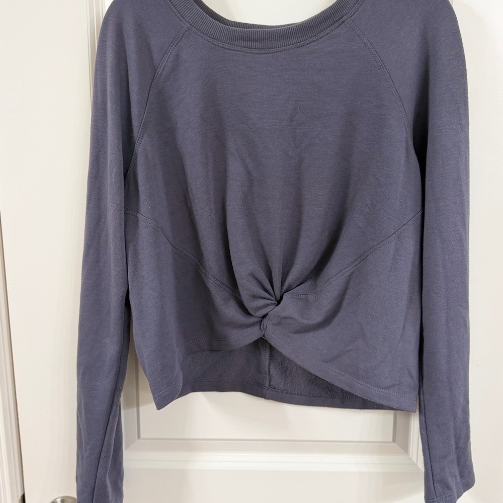 90 Degree By Reflex Long Sleeve Twist Knot Top - Dark Gray - Picture 4 of 5